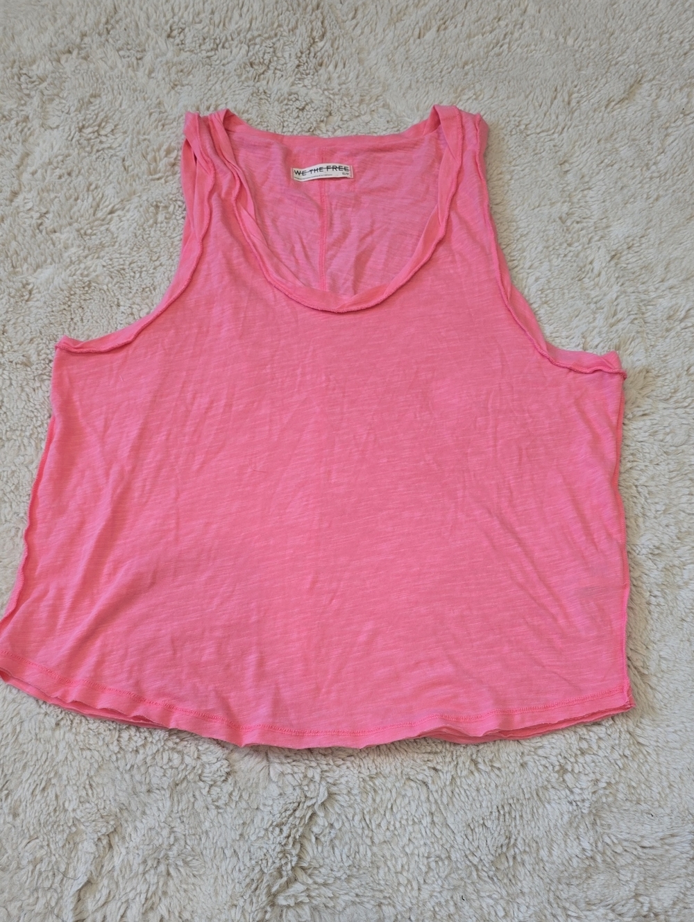 We The Free Neon Pink Tank Top with Scoop Neck